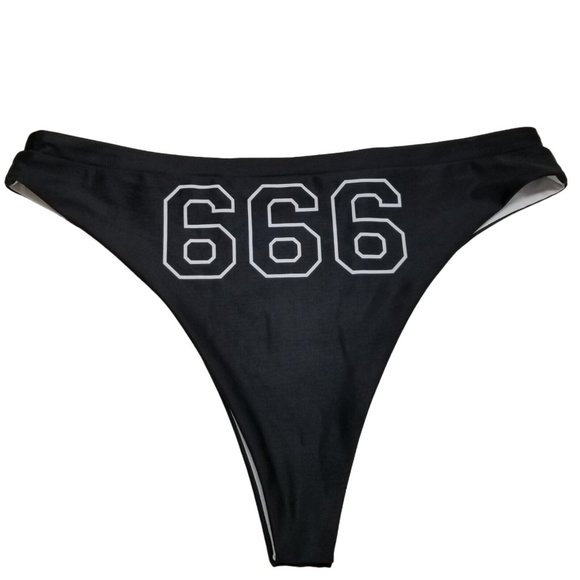 Baphomet 666 Satanic Tank Swim Top Cheeky Bottoms Bikini Swimsuit 2X Black White - Picture 14 of 15